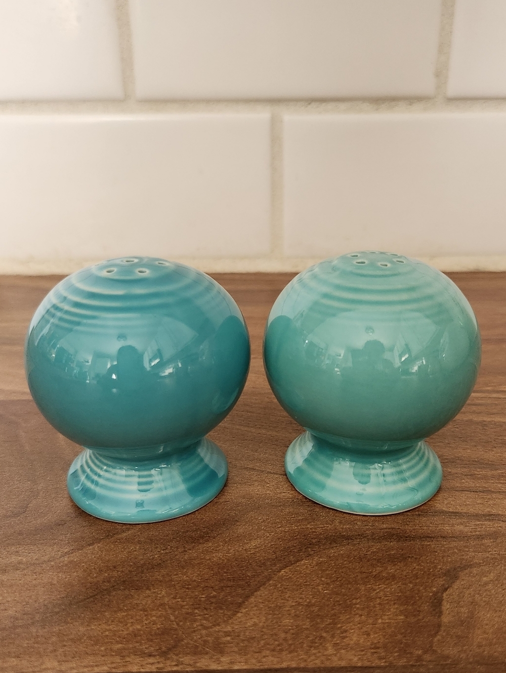 Fiesta Vintage Ceramic Salt and Pepper Shakers - Aqua Turquoise